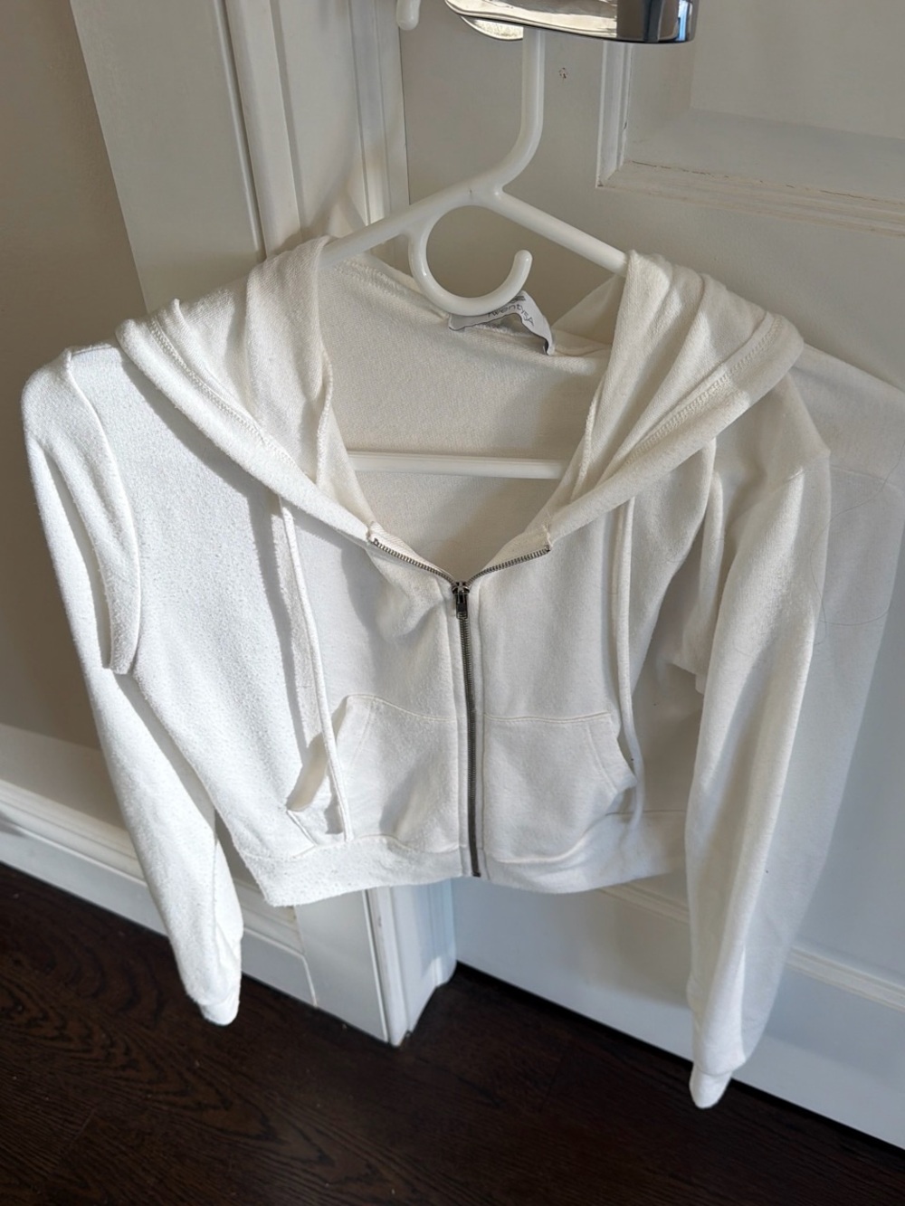 Twenty White Zip Hoodie with Front Pockets